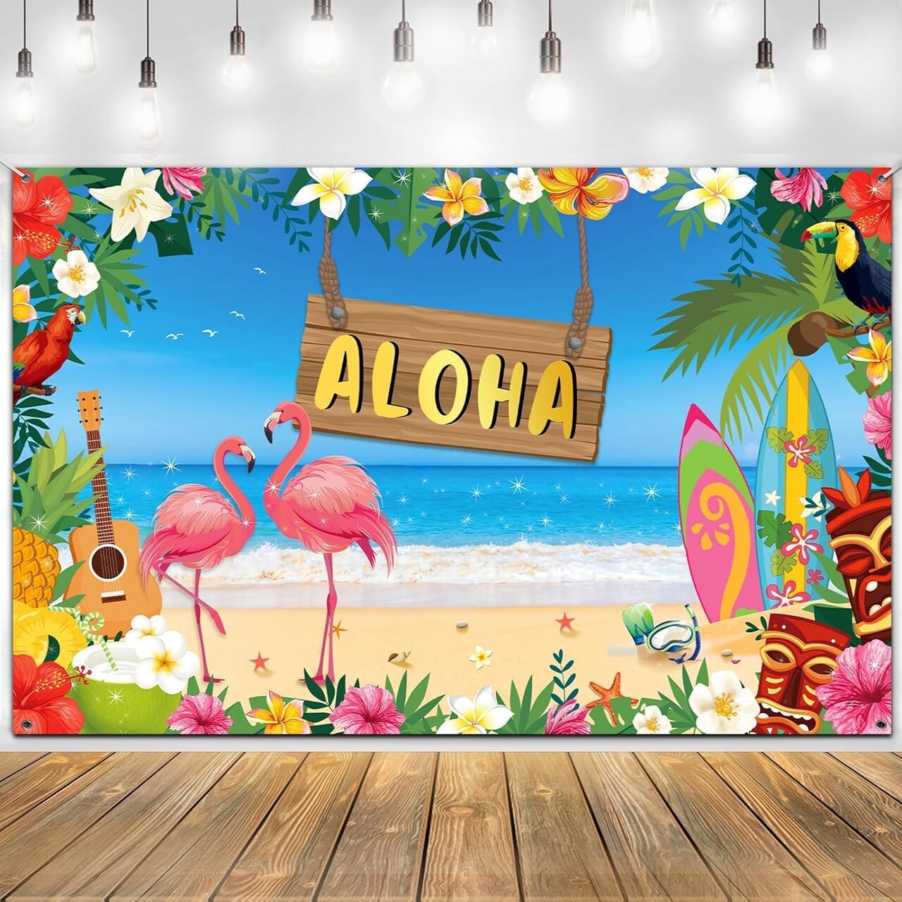 Hawaiian Aloha Luau Party Decoration 71"x44" Aloha Backdrop Banner Background Photography Summer Beach Party Supplies
